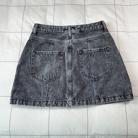 Abercrombie & Fitch Skirt Womens 26 Black Acid Wash Natural Rise Button Mini - Picture 2 of 8